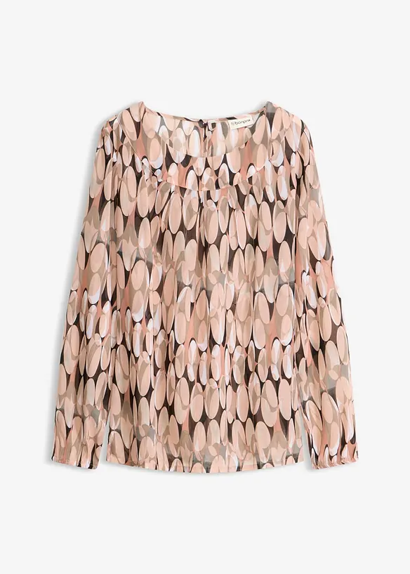 Tunikabluse aus Chiffon in rosa von vorne - bonprix