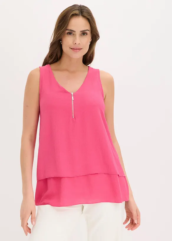 Top mit Zipper in pink von vorne (im Anschnitt) - bonprix Top mit Zipper in pink von vorne (im Anschnitt) - bonprix