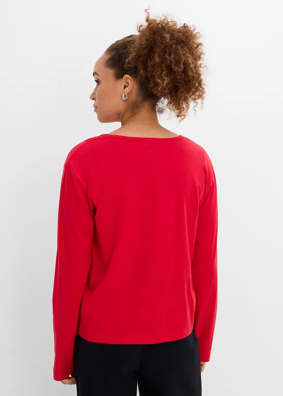 Langarmshirt aus reiner Bio-Baumwolle in rot von hinten (im Anschnitt) - bonprix