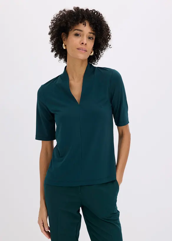 Shirt mit Kelchkragen in grün von vorne (im Anschnitt) - bonprix Shirt mit Kelchkragen in grün von vorne (im Anschnitt) - bonprix