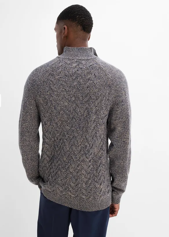 Troyer-Pullover mit Wollanteil in blau von hinten (im Anschnitt) - bonprix