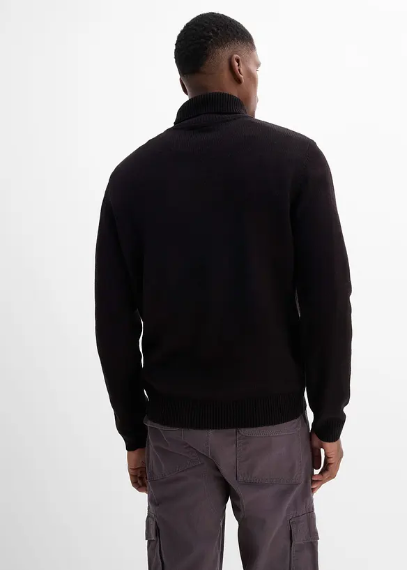 Rollkragenpullover in Regular-Fit in schwarz von hinten (im Anschnitt) - bonprix