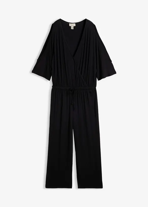 Jersey-Jumpsuit aus fließender Viskose in schwarz von vorne - bonprix Jersey-Jumpsuit aus fließender Viskose in schwarz von vorne - bonprix