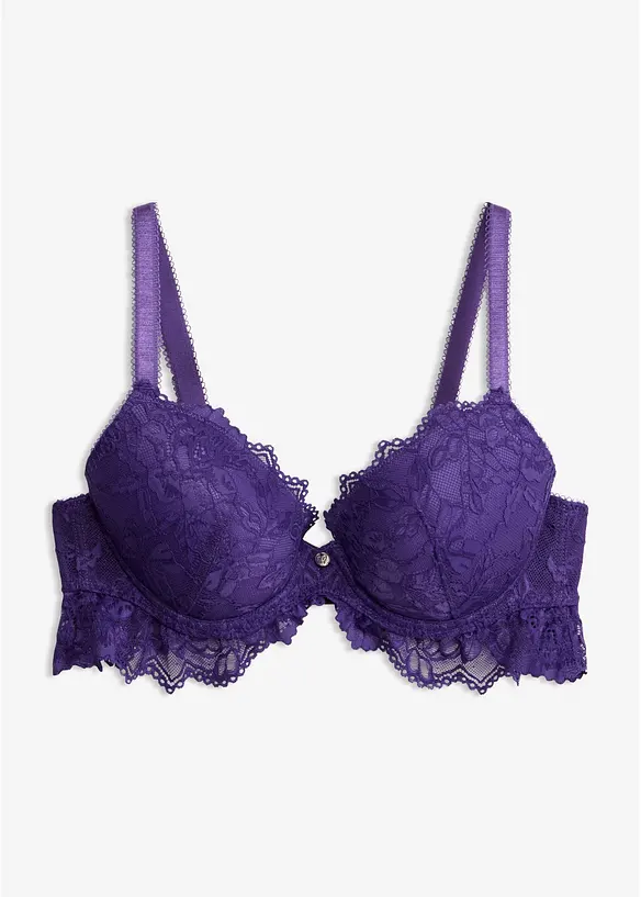 Schalen-BH aus weicher Spitze in lila von vorne - bonprix
