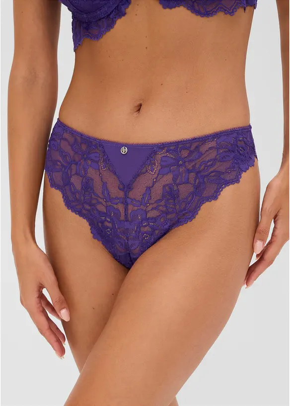 String mit weicher Spitze in lila von vorne - bonprix
