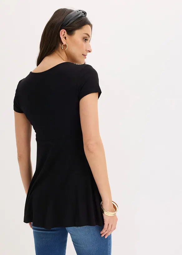 Shirt aus softem Viskose-Mix in schwarz von hinten (im Anschnitt) - bonprix