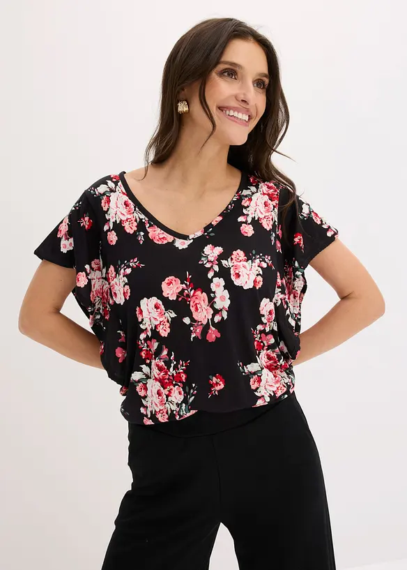 Shirt aus fließender Viskose in schwarz von vorne (im Anschnitt) - bonprix Shirt aus fließender Viskose in schwarz von vorne (im Anschnitt) - bonprix