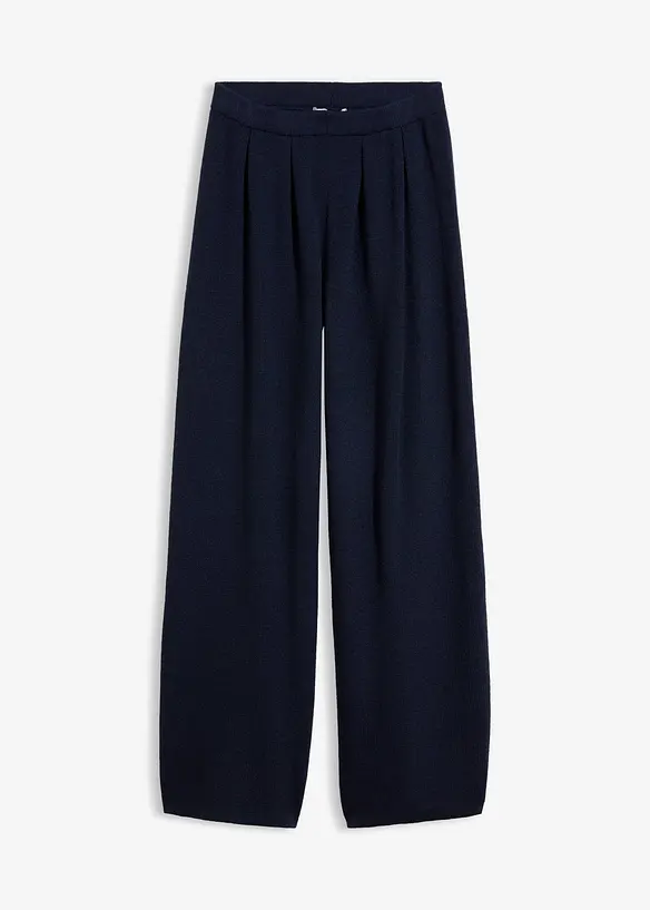 Feinstrickhose mit ausgestelltem Bein in blau von vorne - bonprix Feinstrickhose mit ausgestelltem Bein in blau von vorne - bonprix