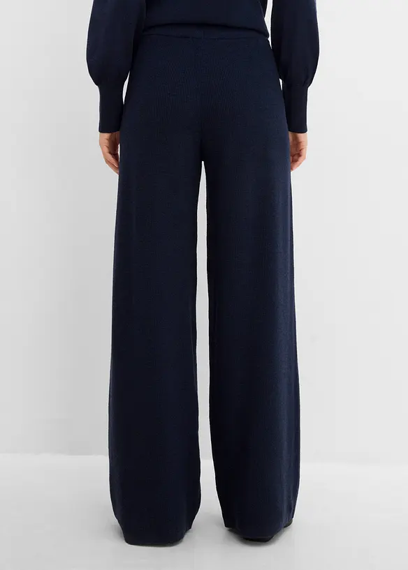 Feinstrickhose mit ausgestelltem Bein in blau von hinten - bonprix Feinstrickhose mit ausgestelltem Bein in blau von hinten - bonprix