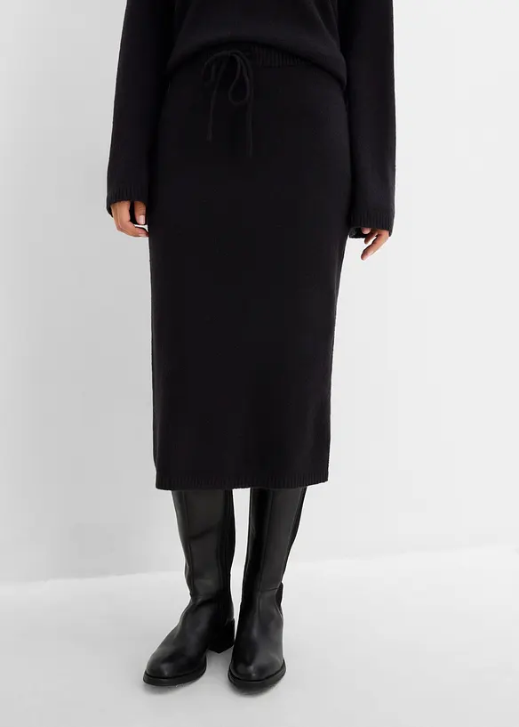 Strickrock in schwarz von vorne - bonprix
