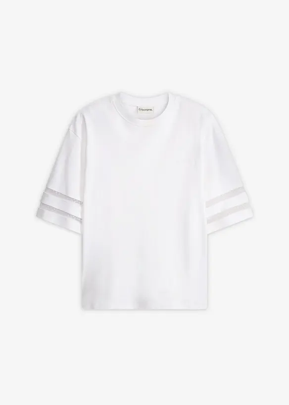 Shirt aus fester Bio-Baumwolle in weiß von vorne - bonprix