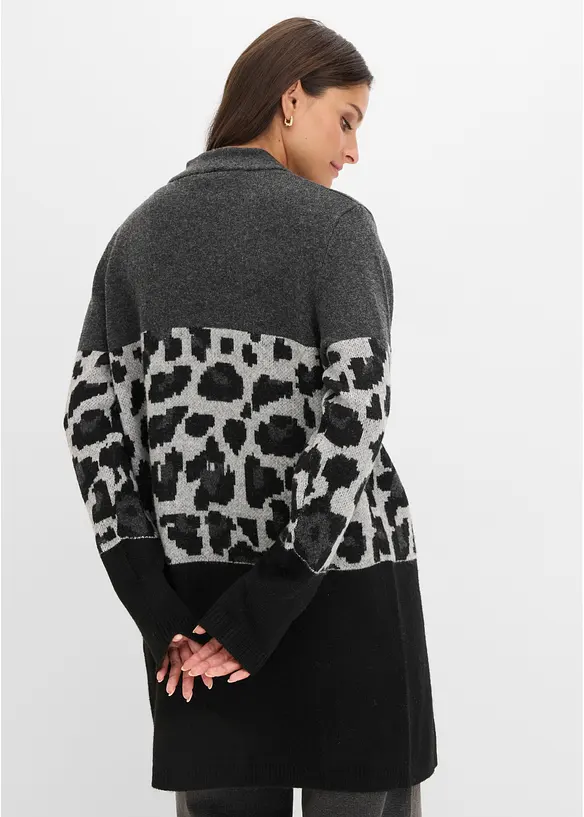 Longstrickjacke mit Jacquardmuster in grau von hinten (im Anschnitt) - bonprix Longstrickjacke mit Jacquardmuster in grau von hinten (im Anschnitt) - bonprix