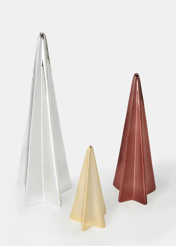 Deko-Objekte moderner Weihnachtsbäume (3-tlg. Set) in silber von vorne - bonprix