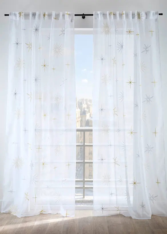 Gardine mit glänzender Stickerei (1er Pack) in gold - bonprix