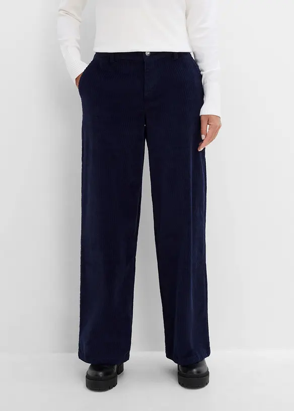 Cordhose aus elastischem Baumwoll-Mix in blau von vorne - bonprix Cordhose aus elastischem Baumwoll-Mix in blau von vorne - bonprix