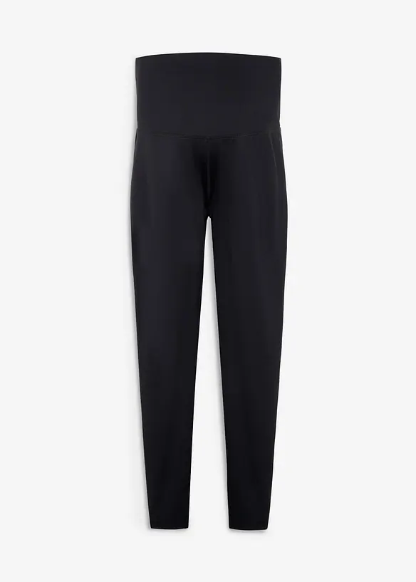 Schlichte Umstandsleggings aus Funktionsmaterial in schwarz von vorne - bonprix