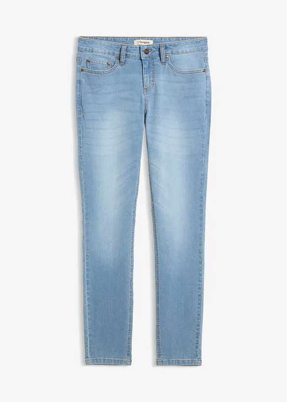 Skinny Jeans Mid Waist, Stretch in blau von vorne - bonprix