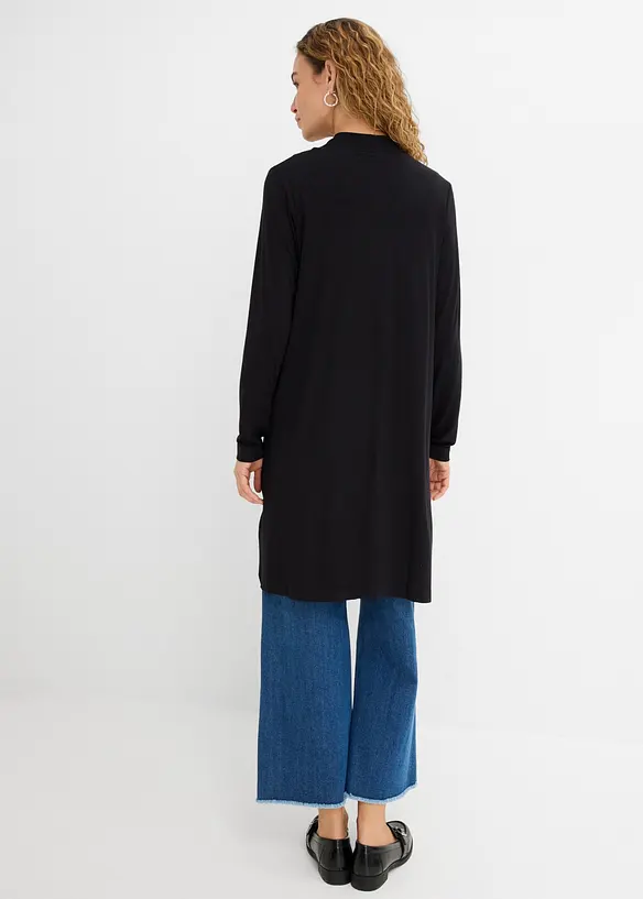 Shirtjacke aus softem Viskose-Mix in schwarz von hinten (im Anschnitt) - bonprix