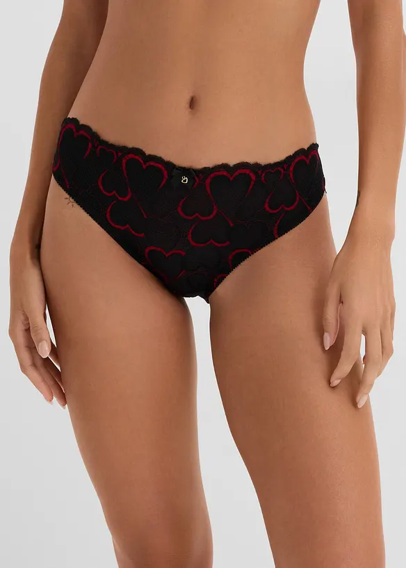 Slip mit zarter Spitze in schwarz von vorne - bonprix