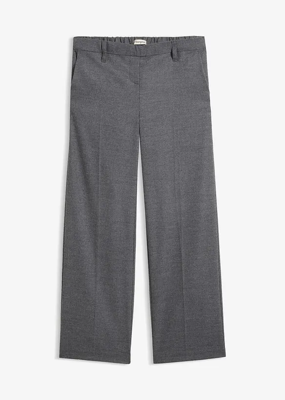 Elastische weite Hose für die Schwangerschaft und danach in grau von vorne - bonprix