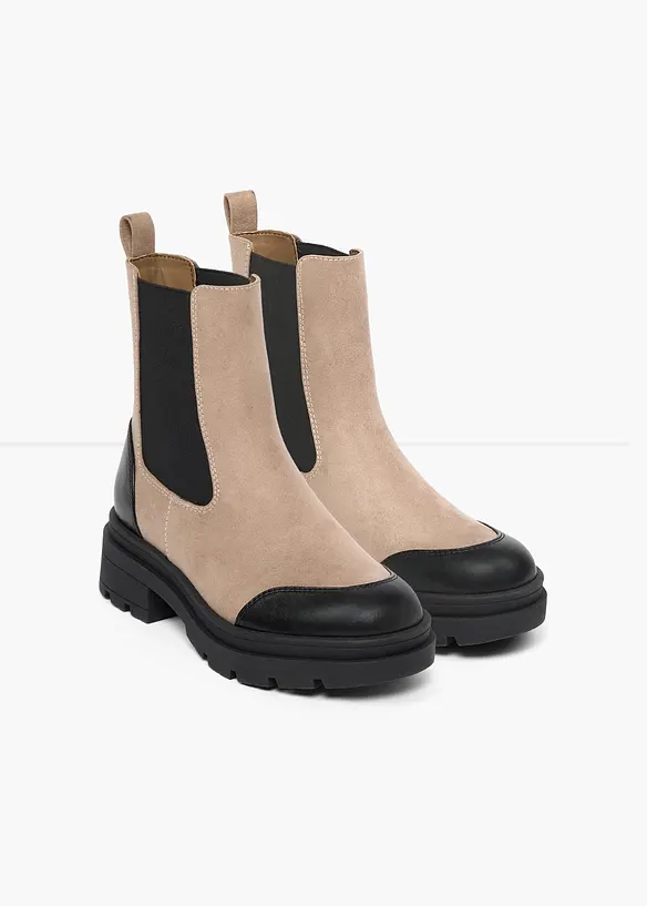 Chelsea-Boots mit Profilsohle in braun - bonprix