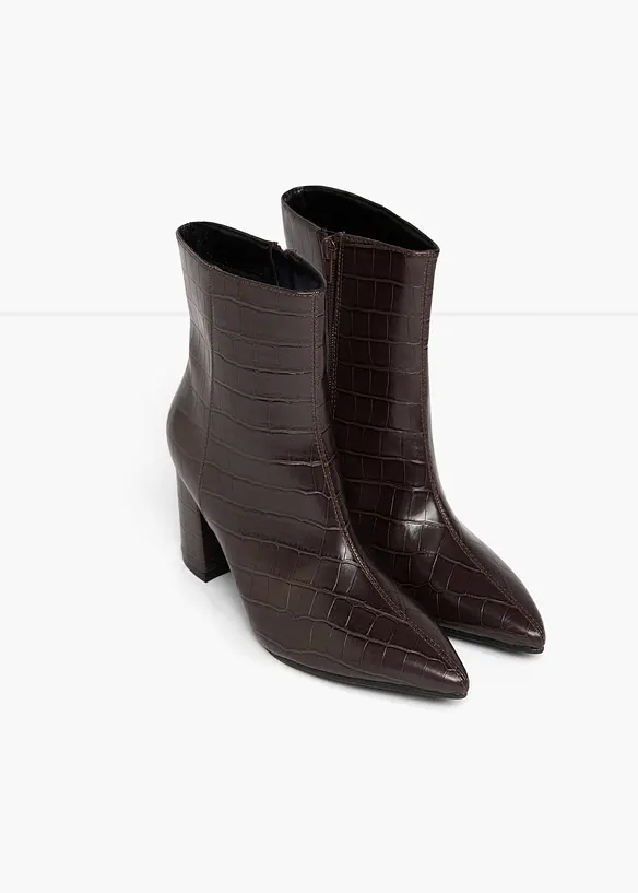Stiefeletten mit Blockabsatz in braun - bonprix