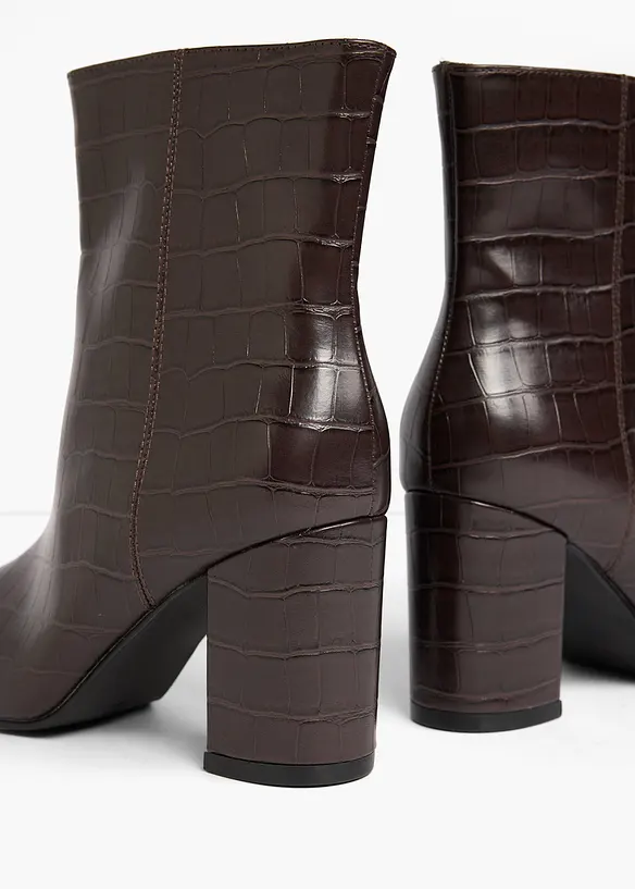 Stiefeletten mit Blockabsatz in braun - bonprix