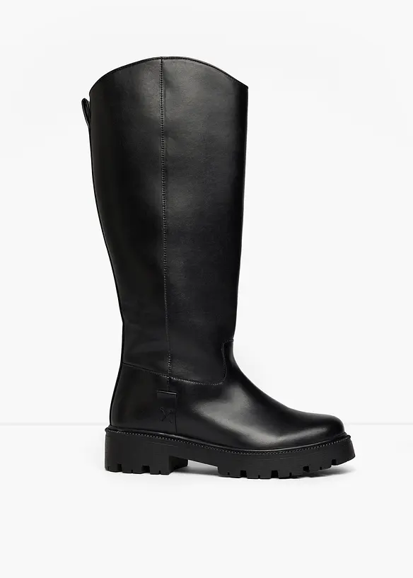 Warmgefütterte Stiefel mit Profilsohle in schwarz - bonprix