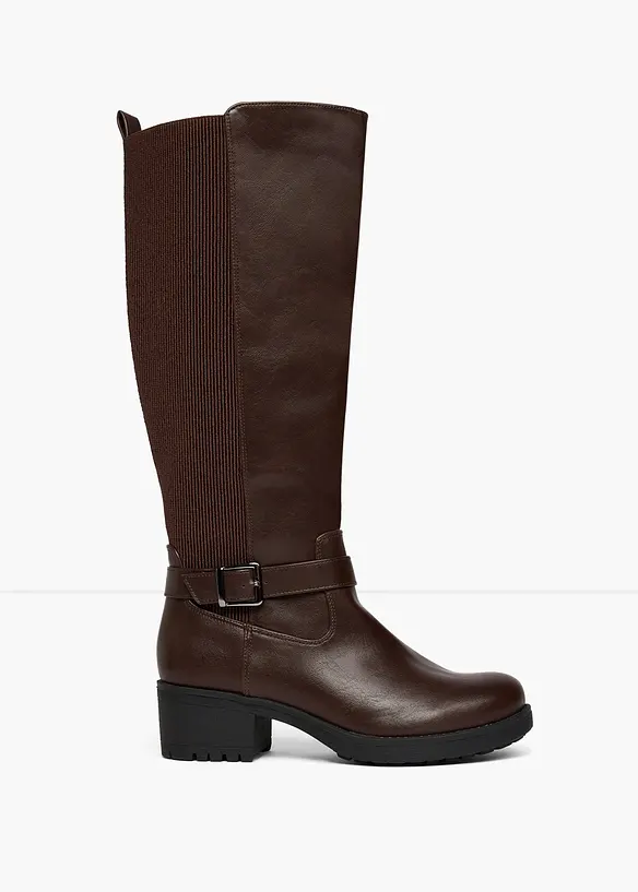 Stiefel mit Stretch-Einsatz in braun - bonprix