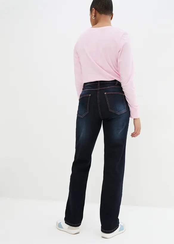 Straight-Jeans Mid Waist, Bequembund in blau von hinten - bonprix Straight-Jeans Mid Waist, Bequembund in blau von hinten - bonprix
