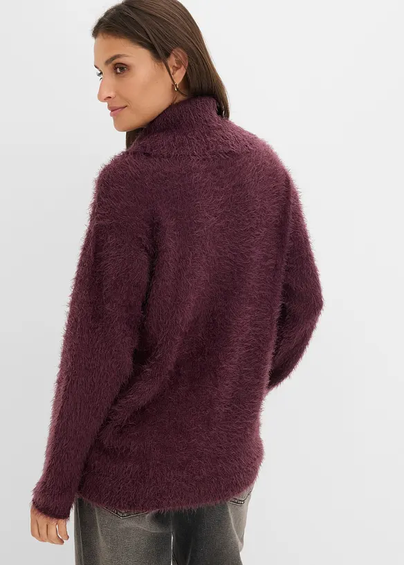 Rollkragenpullover aus weichem Federgarn in rot von hinten (im Anschnitt) - bonprix