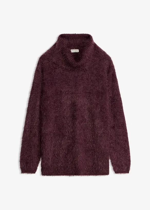 Rollkragenpullover aus weichem Federgarn in rot von vorne - bonprix