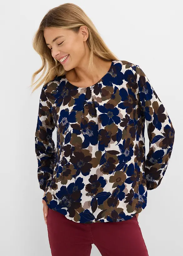 Shirt aus fließender Viskose in blau von vorne (im Anschnitt) - bonprix Shirt aus fließender Viskose in blau von vorne (im Anschnitt) - bonprix