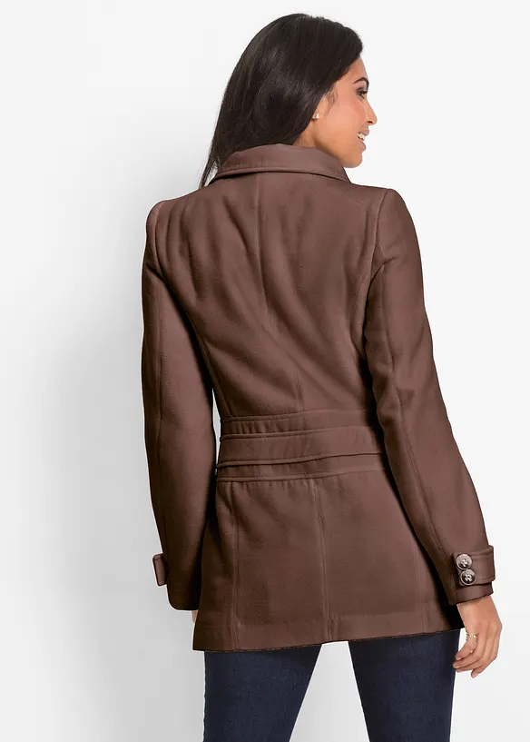 Kurzmantel, Petite in braun von hinten (Totalaufnahme) - bonprix
