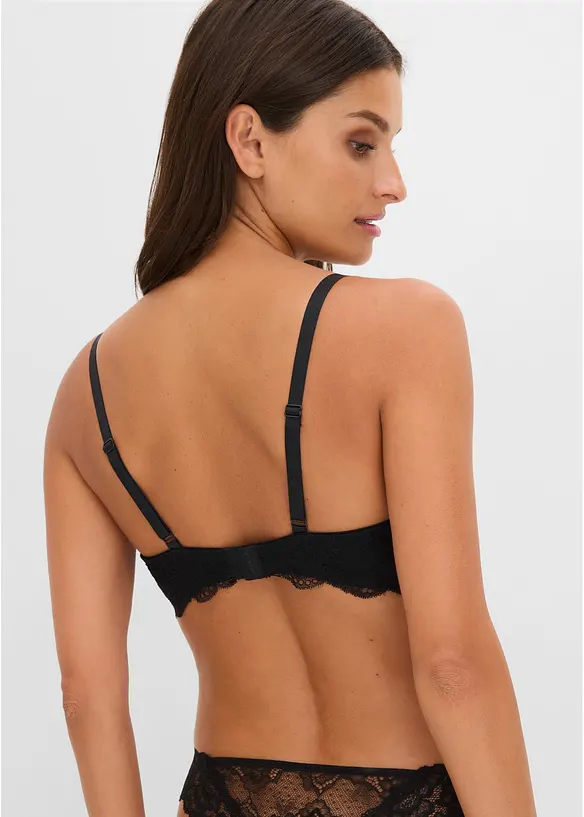 Schalen-BH mit zarter Spitze in schwarz von hinten (im Anschnitt) - bonprix