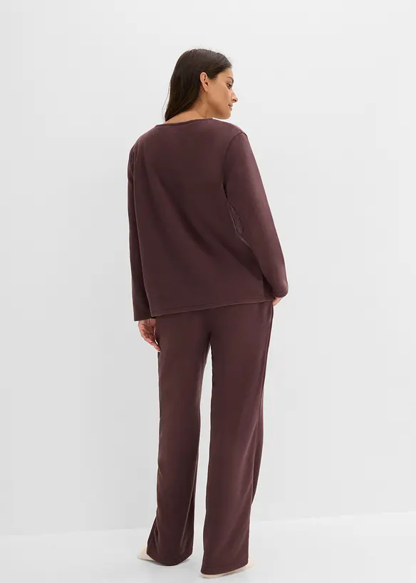 Loungewear Fleece Hausanzug in lila von hinten (Totalaufnahme) - bonprix