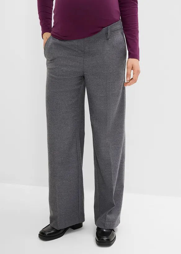 Elastische weite Hose für die Schwangerschaft und danach in grau von vorne - bonprix