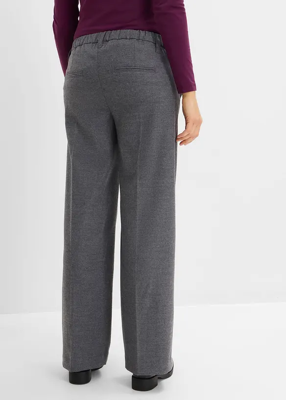 Elastische weite Hose für die Schwangerschaft und danach in grau von hinten - bonprix