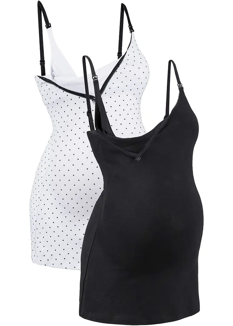 Stilltop mit Bio-Baumwolle  (2er Pack) in schwarz - bonprix