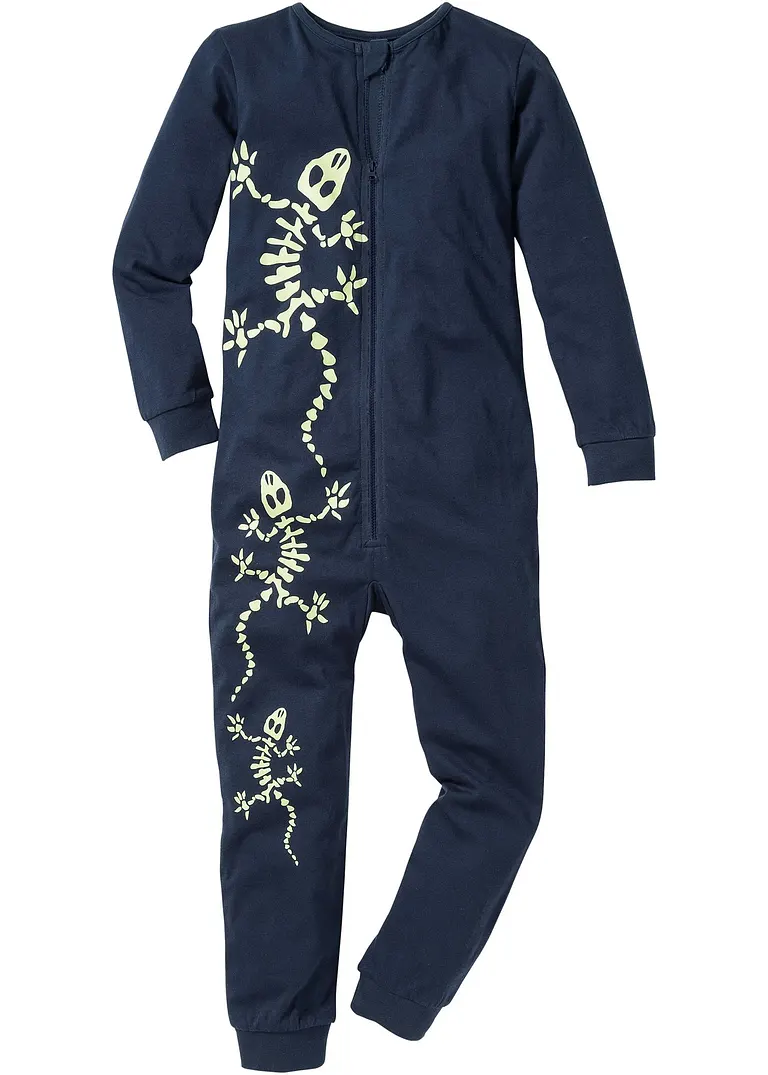 Schlafoverall in blau von vorne - bonprix