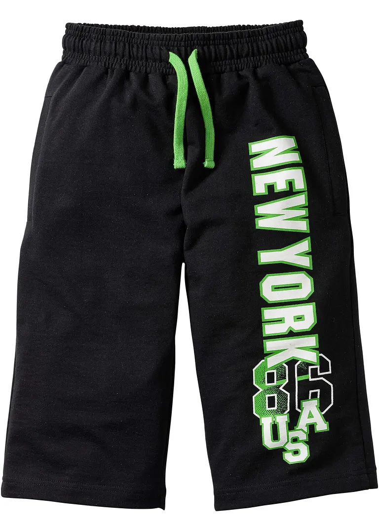 Sweat-Bermuda aus reiner Baumwolle in schwarz von vorne - bonprix