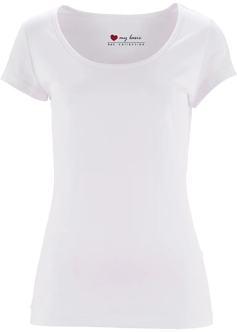 Figurbetontes T-Shirt in weiß von vorne - bonprix