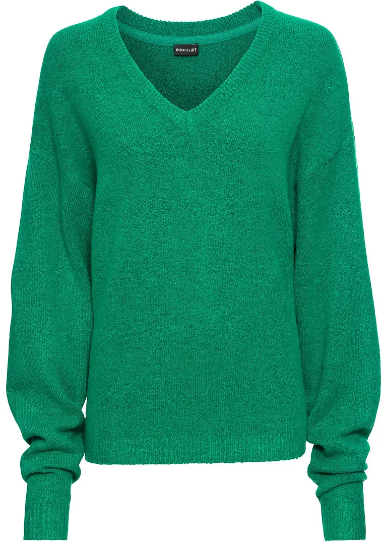 Oversize-Strick-Pullover in grün von vorne - bonprix