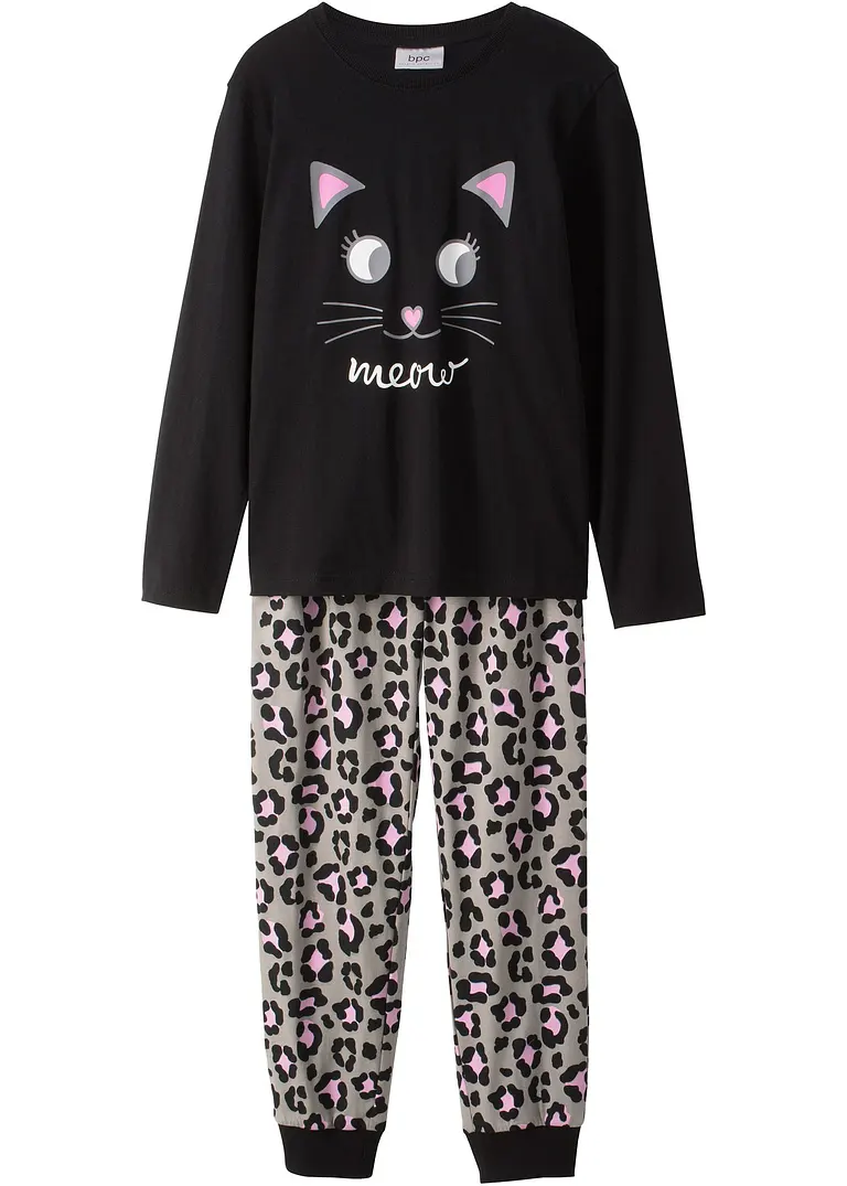 Pyjama (2-tlg. Set) in grau von vorne - bonprix