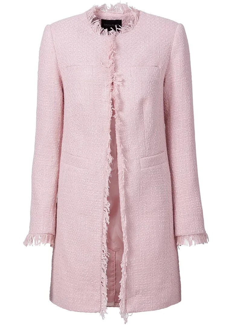 Bouclé-Longblazer in rosa von vorne - bonprix