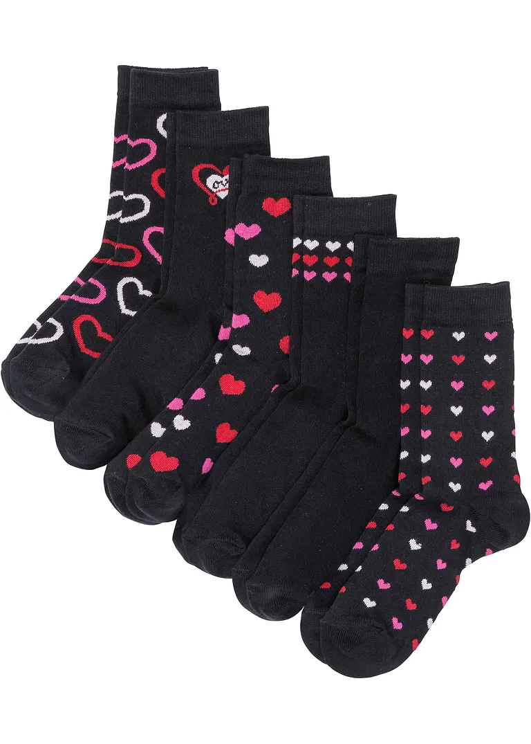 Damen Socken mit Bio-Baumwolle (6er Pack) in schwarz von vorne - bonprix