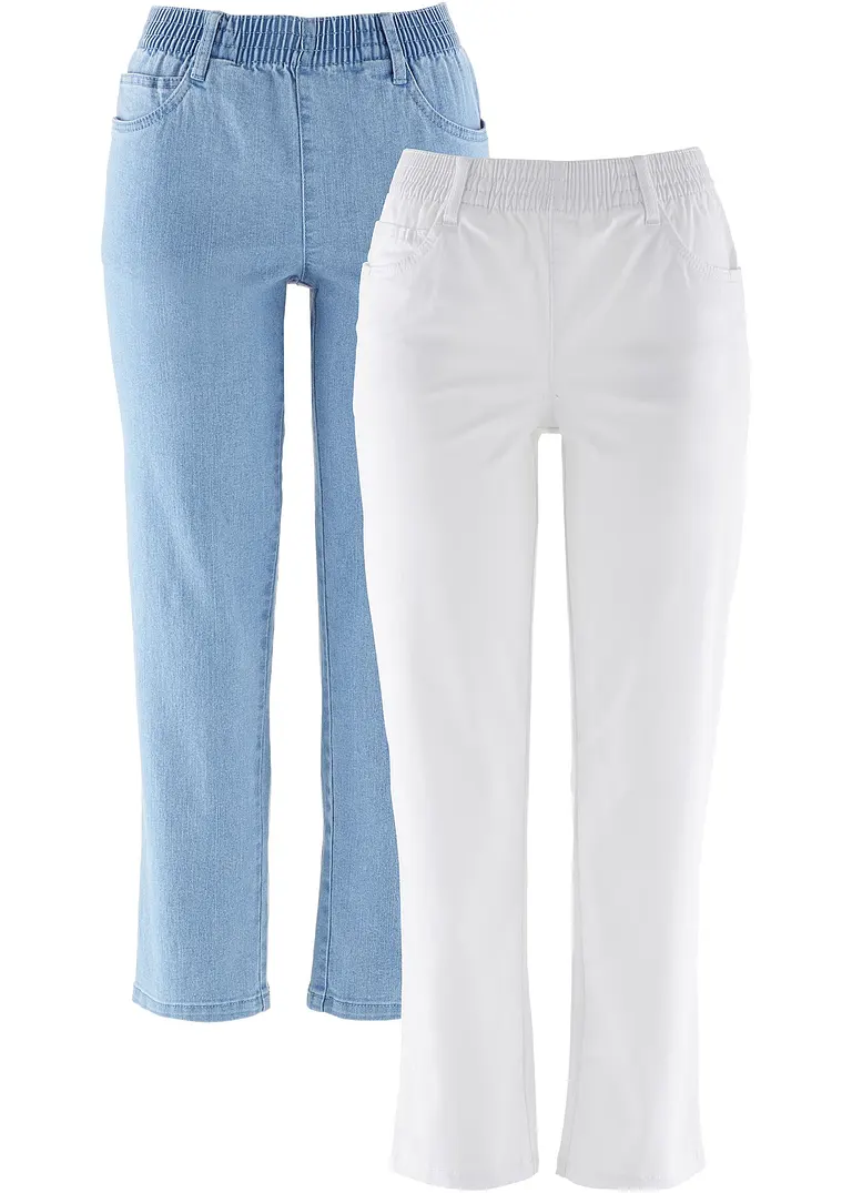 Straight Jeans, Mid Waist, Bequembund, (2er-Pack) in weiß von vorne - bonprix