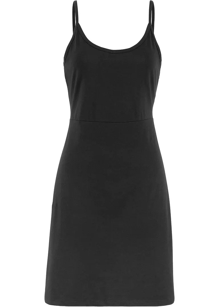 Sommer-Jersey-Kleid mit verstellbaren Trägern in schwarz von vorne - bonprix