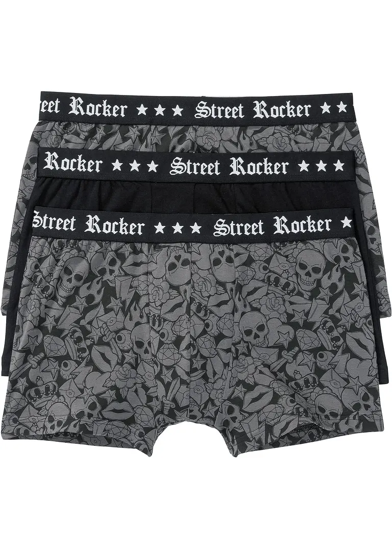 Boxershorts eng (3er Pack) in schwarz von vorne - bonprix