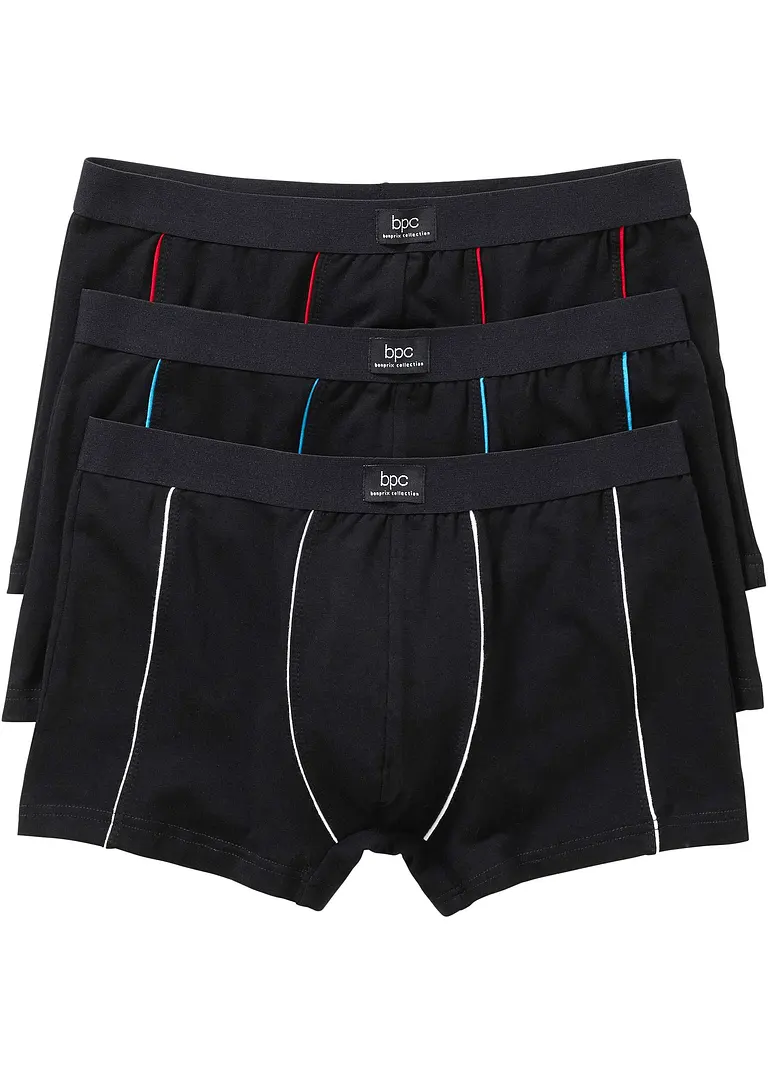 Boxershorts eng (3er Pack) in schwarz von vorne - bonprix